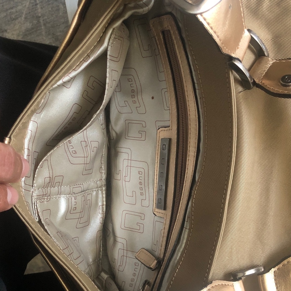Guess Metallic Gold Shoulder Bag with Buckle Accent - Picture 3 of 10